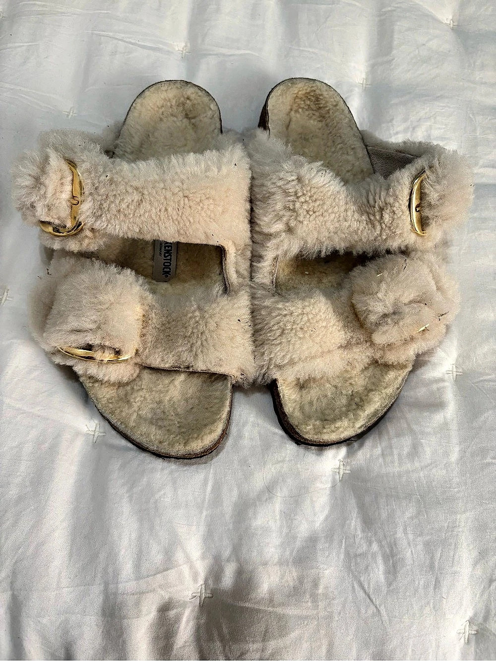 Birkenstock Arizona Big Buckle Shearling Fur Buckle Slippers EU 38